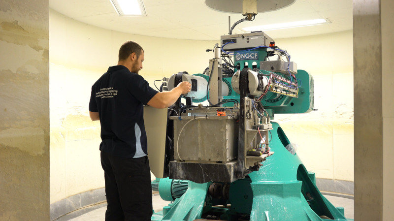 Configuring the main centrifuge at the NGCF in Western Australia.